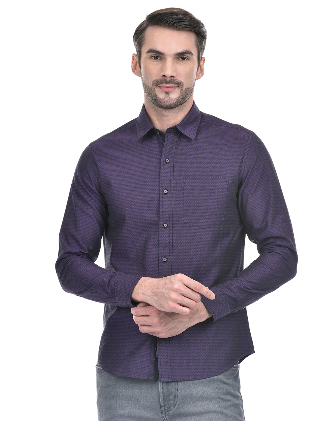 Numero Uno Men Abstract Purple Shirt
